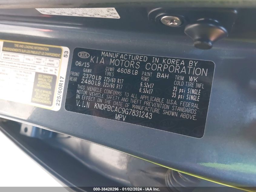 2016 KIA SPORTAGE LX - KNDPBCAC9G7831243