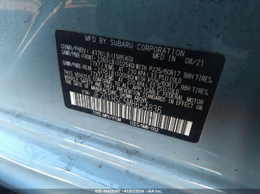 2021 SUBARU CROSSTREK SPORT - JF2GTHSC5MH654836