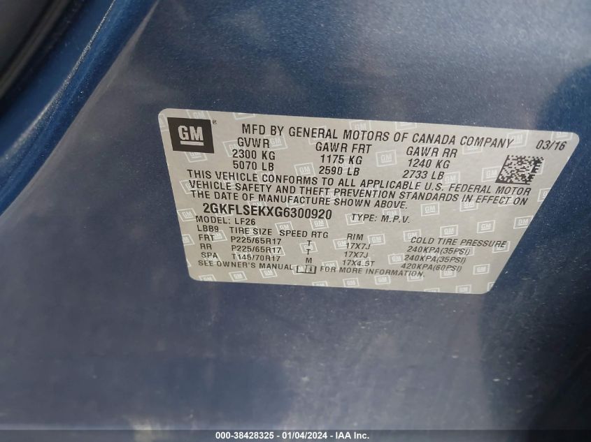 2016 GMC TERRAIN SLE - 2GKFLSEKXG6300920