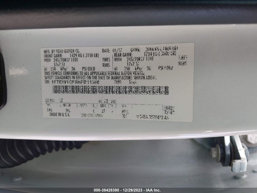 2017 FORD F-150 XLT - 1FTEW1CF5HFB11386