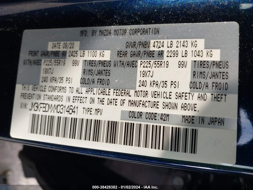 VIN JM3KFBDMXM0314641 2021 MAZDA CX-5 GRAND TOURING