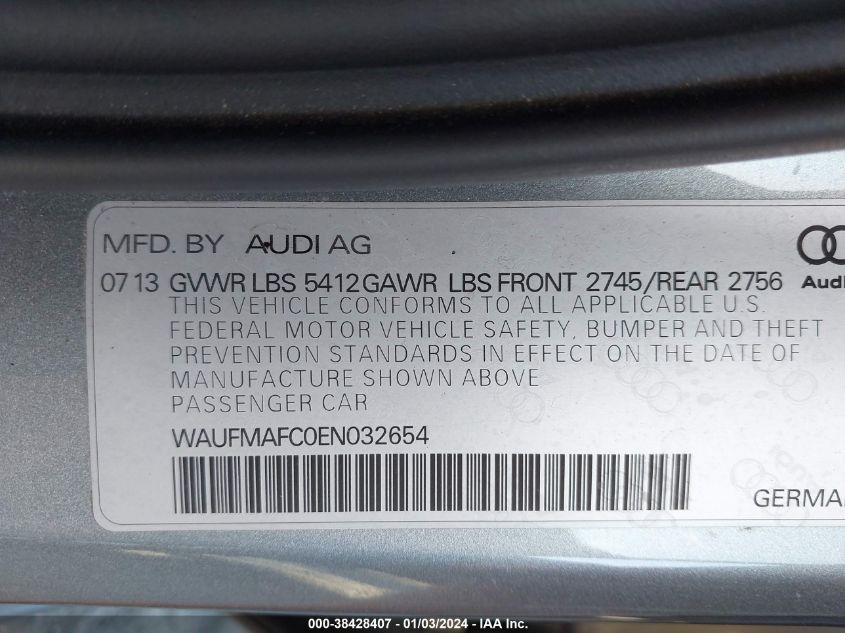 2014 AUDI A6 PREMIUM PLUS - WAUFMAFC0EN032654