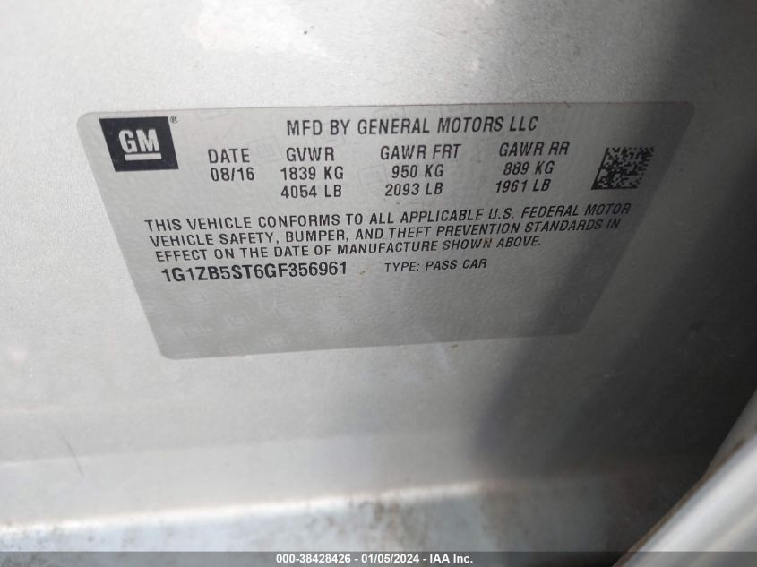 2016 CHEVROLET MALIBU LS - 1G1ZB5ST6GF356961