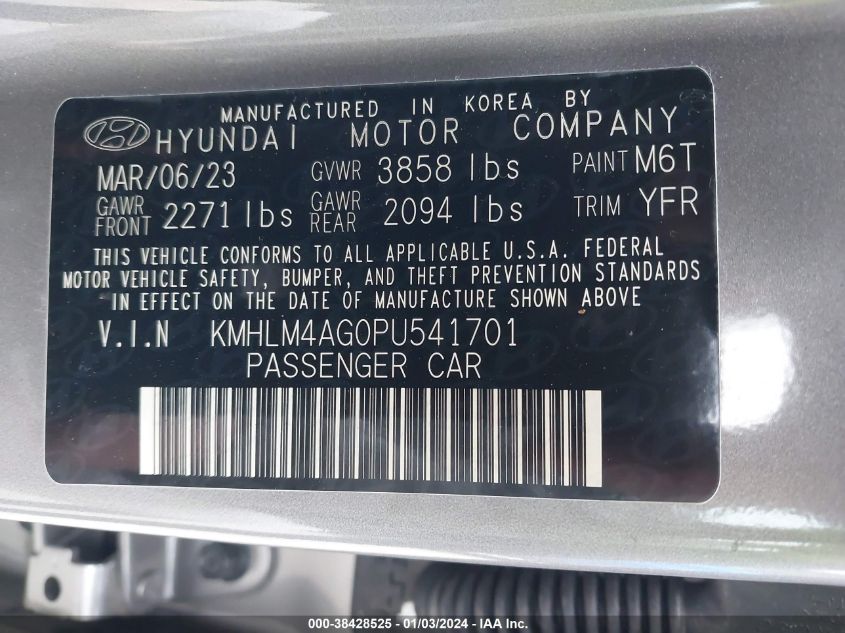 2023 HYUNDAI ELANTRA SEL - KMHLM4AG0PU541701