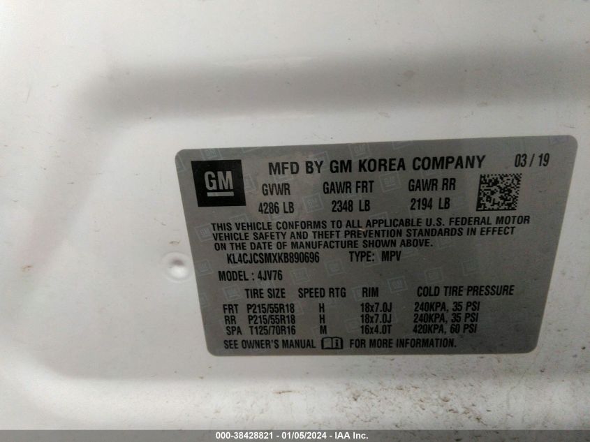 2019 BUICK ENCORE ESSENCE - KL4CJCSMXKB890696