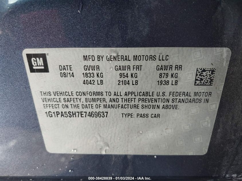 2014 CHEVROLET CRUZE LS - 1G1PA5SH7E7469637