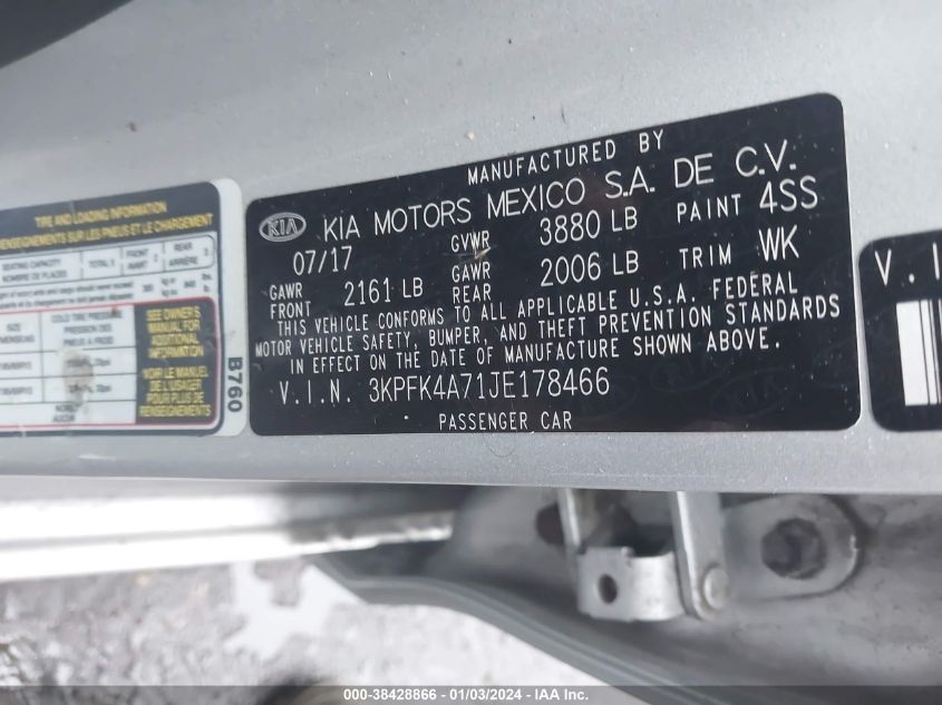 2018 KIA FORTE LX - 3KPFK4A71JE178466
