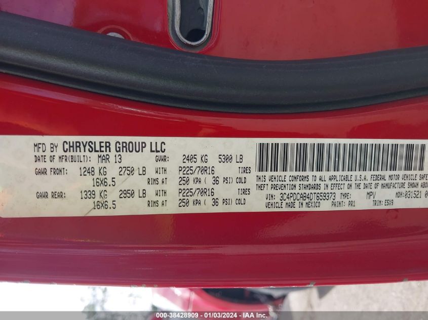 2013 DODGE JOURNEY SE - 3C4PDCAB4DT659373