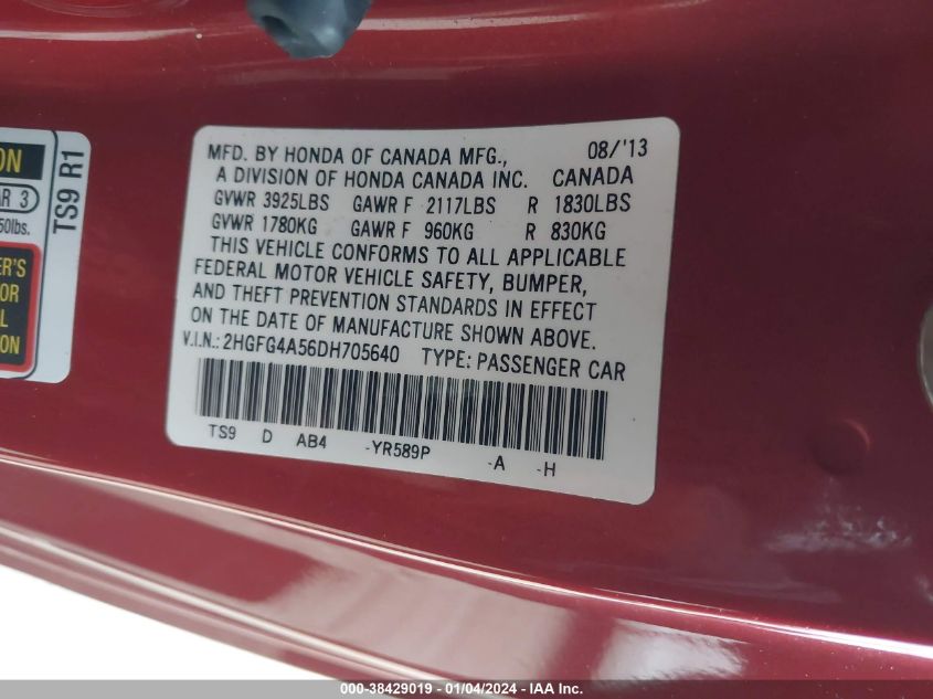 2013 HONDA CIVIC SI - 2HGFG4A56DH705640