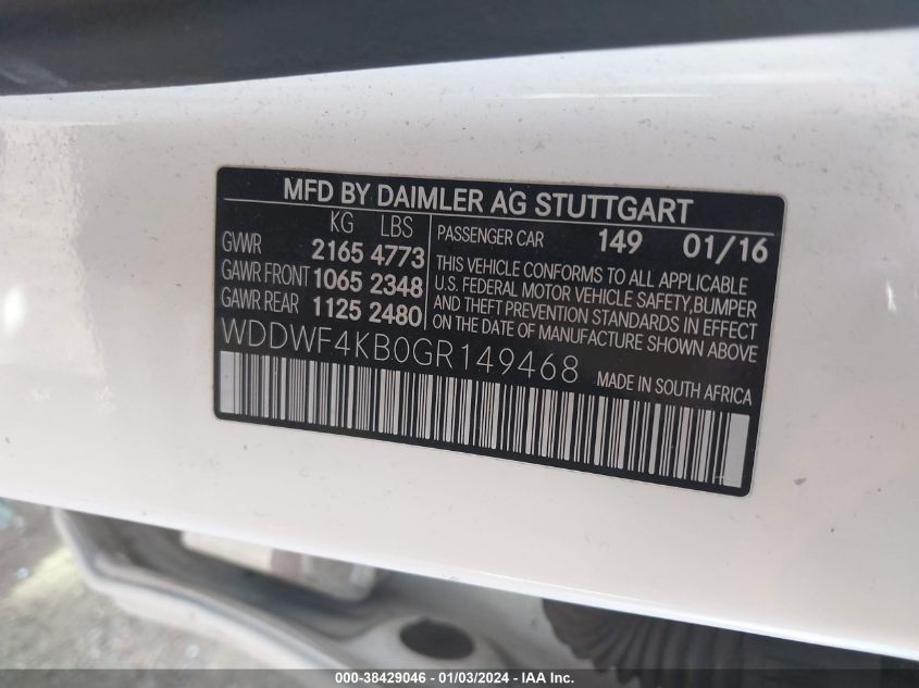 2016 MERCEDES-BENZ C 300 300 4MATIC - WDDWF4KB0GR149468
