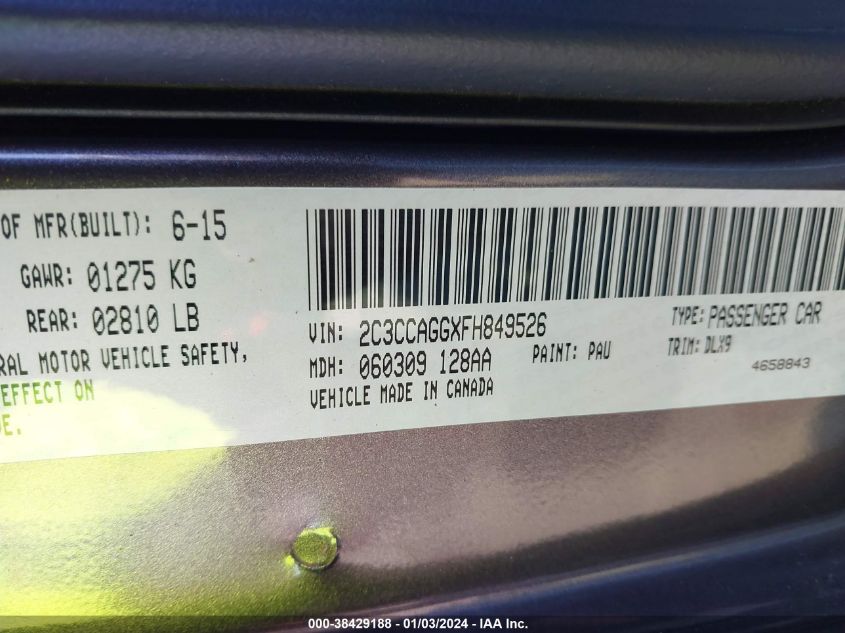 2015 CHRYSLER 300 S - 2C3CCAGGXFH849526