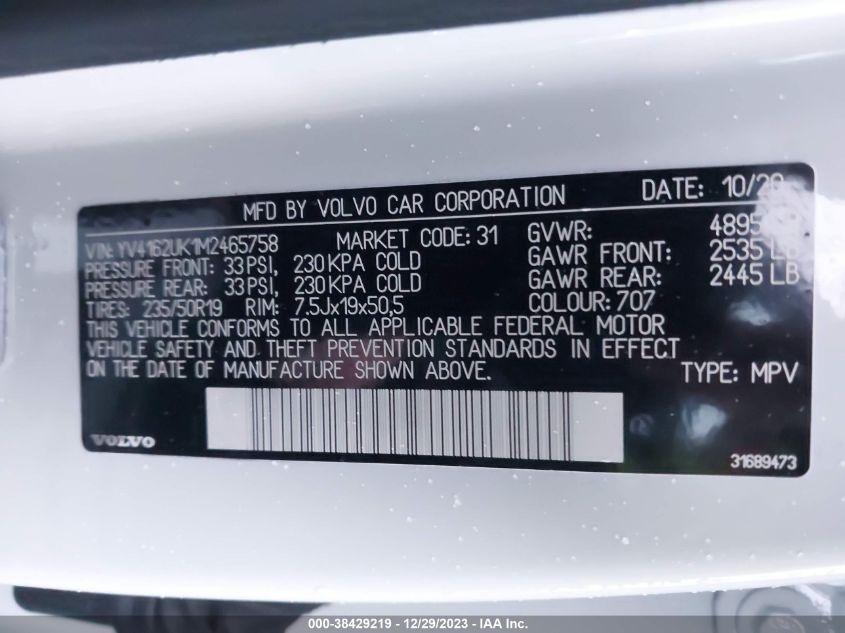 2021 VOLVO XC40 T5 MOMENTUM YV4162UK1M2465758