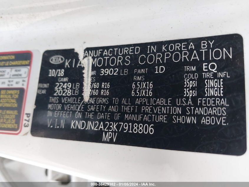 2019 KIA SOUL - KNDJN2A23K7918806
