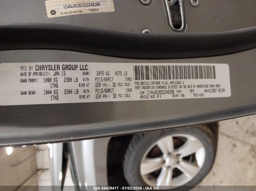 2013 JEEP PATRIOT LIMITED - 1C4NJRCB2DD248396