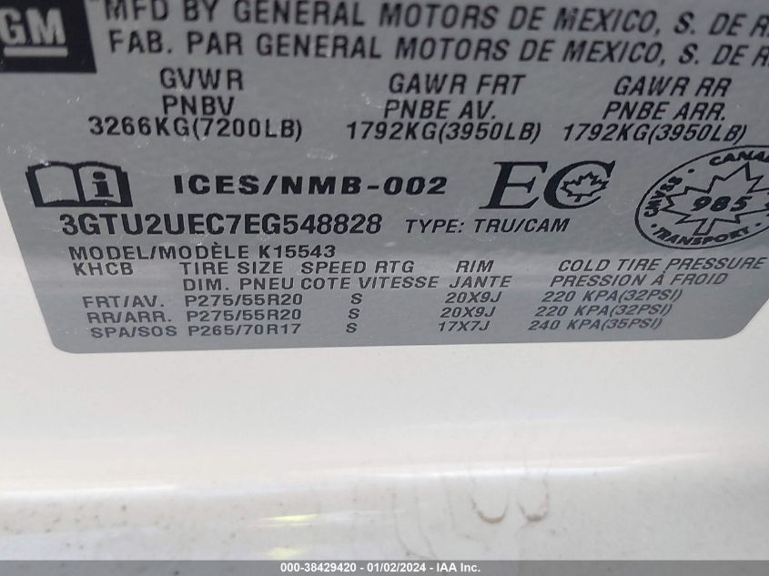 2014 GMC SIERRA 1500 - 3GTU2UEC7EG548828