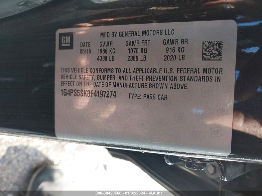 2015 BUICK VERANO LEATHER GROUP - 1G4PS5SK8F4197274