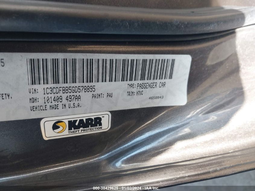 2016 DODGE DART SXT - 1C3CDFBB5GD578895