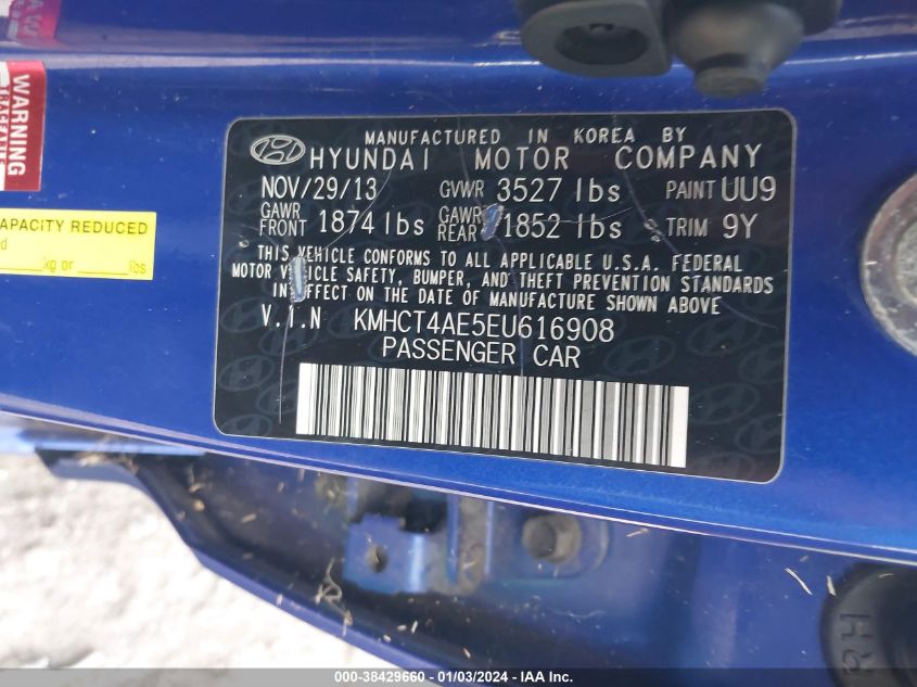 2014 HYUNDAI ACCENT GLS - KMHCT4AE5EU616908