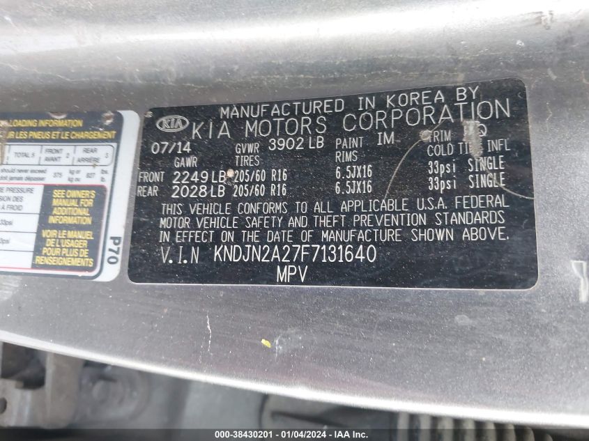 2015 KIA SOUL - KNDJN2A27F7131640