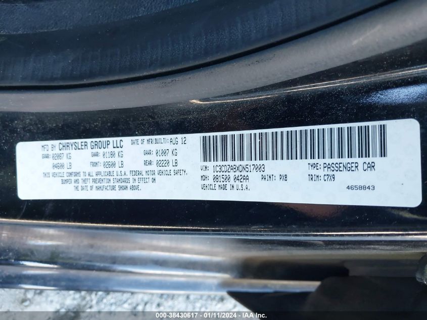 2013 DODGE AVENGER SE - 1C3CDZABXDN517003