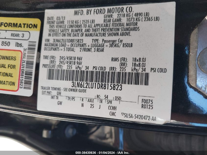 2013 LINCOLN MKZ HYBRID - 3LN6L2LU1DR815823