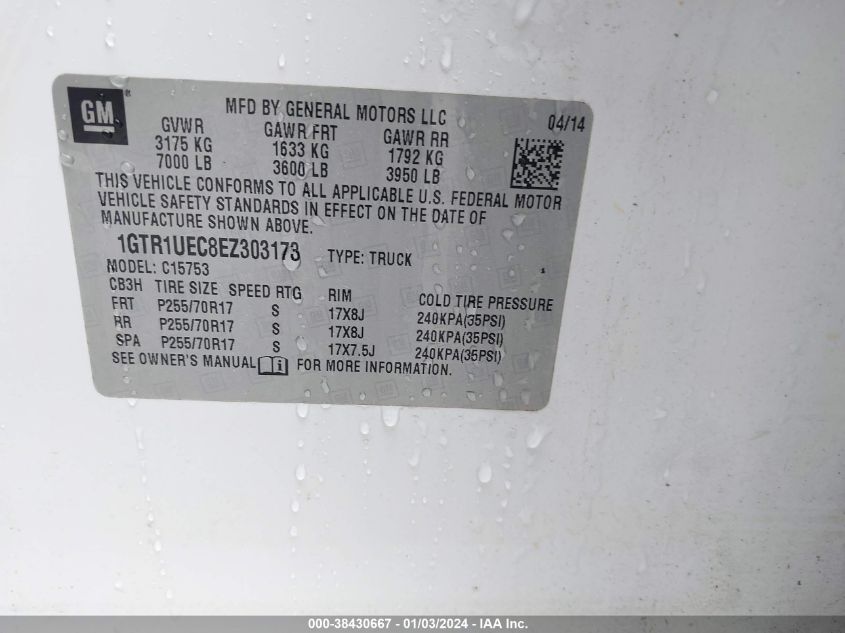 2014 GMC SIERRA 1500 SLE - 1GTR1UEC8EZ303173
