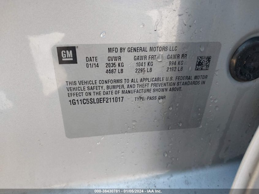 2014 CHEVROLET MALIBU 1LT - 1G11C5SL0EF211017