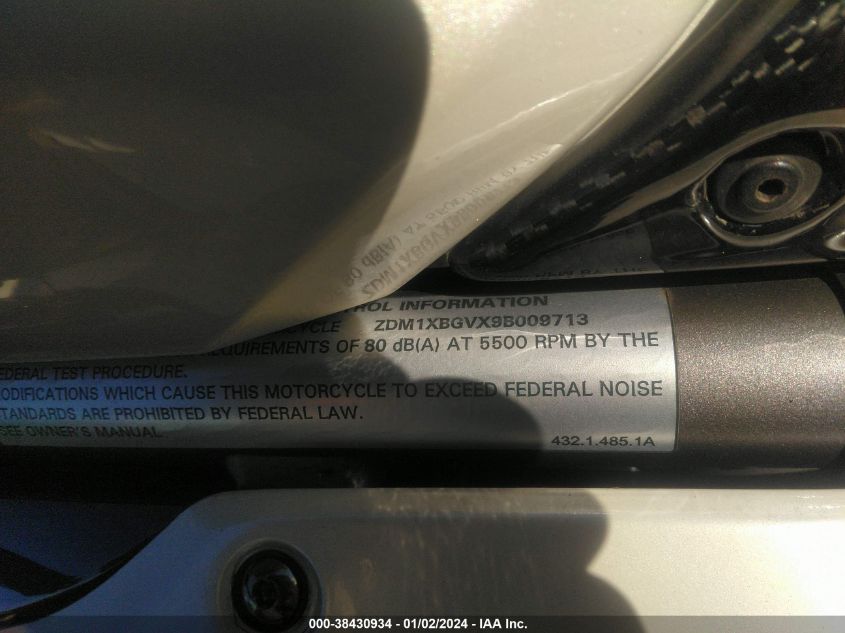 2009 DUCATI 848 ZDM1XBGVX9B009713