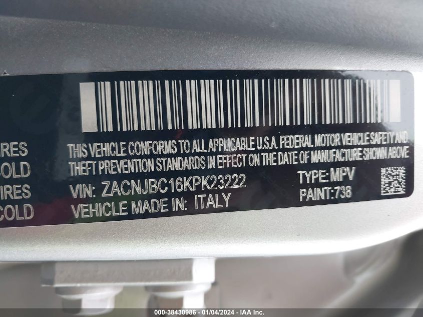 2019 JEEP RENEGADE TRAILHAWK 4X4 - ZACNJBC16KPK23222