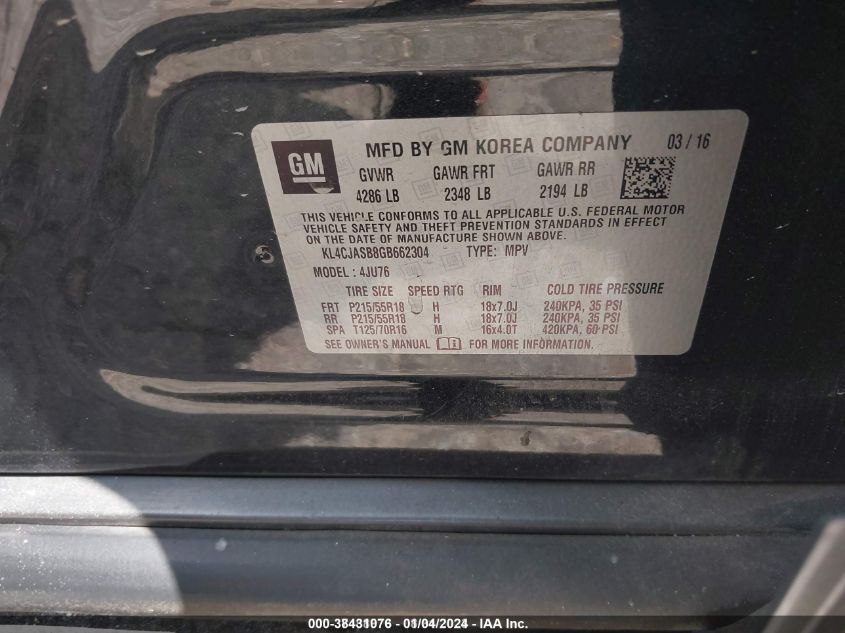 2016 BUICK ENCORE - KL4CJASB8GB662304