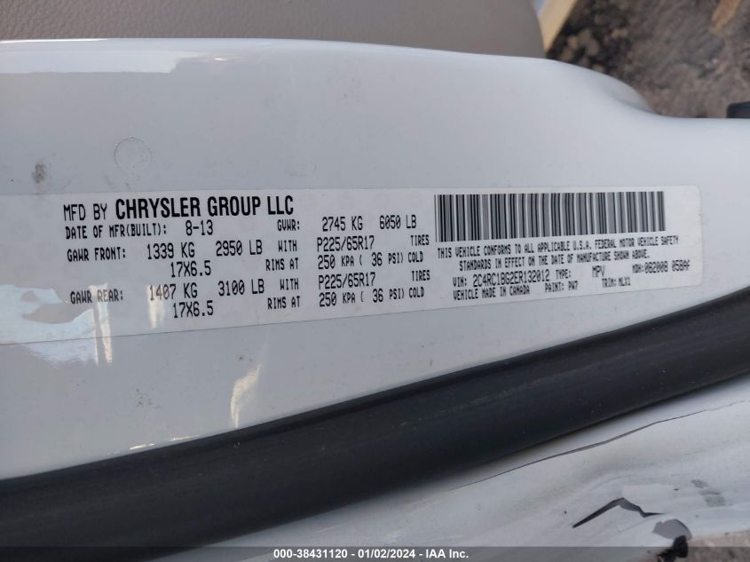 2014 CHRYSLER TOWN & COUNTRY TOURING - 2C4RC1BG2ER132012
