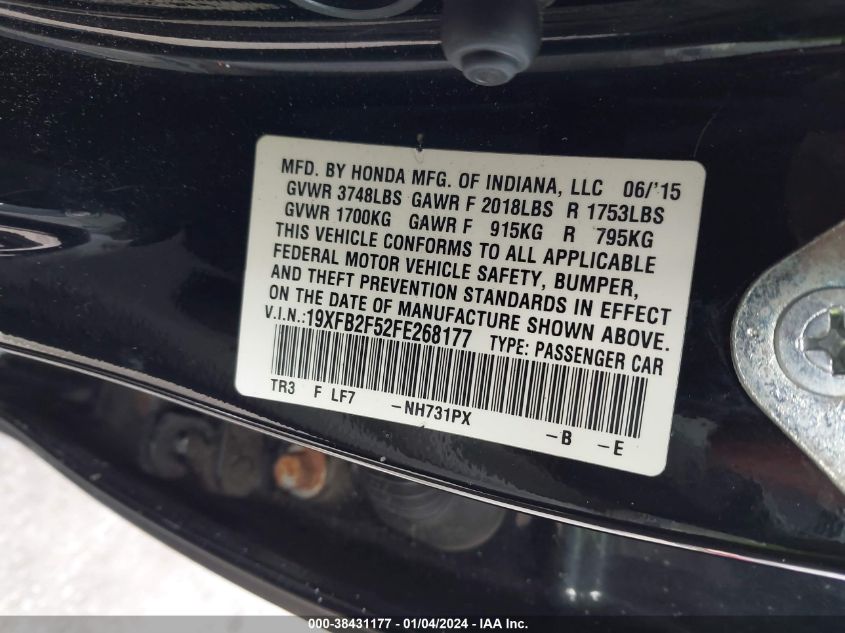 2015 HONDA CIVIC LX - 19XFB2F52FE268177