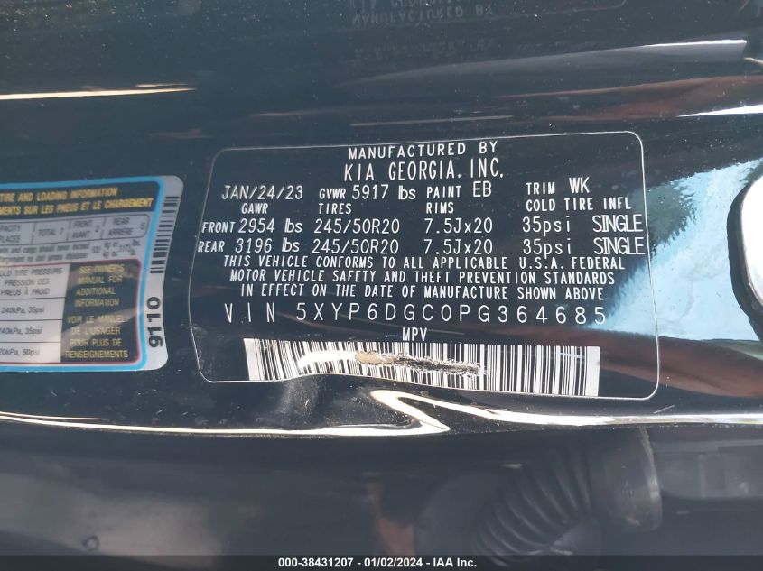 2023 KIA TELLURIDE S - 5XYP6DGC0PG364685