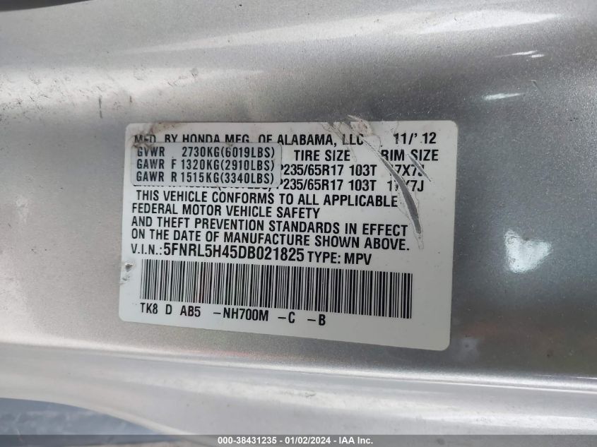 2013 HONDA ODYSSEY EX - 5FNRL5H45DB021825
