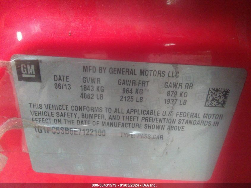 2014 CHEVROLET CRUZE 1LT AUTO - 1G1PC5SB8E7122100