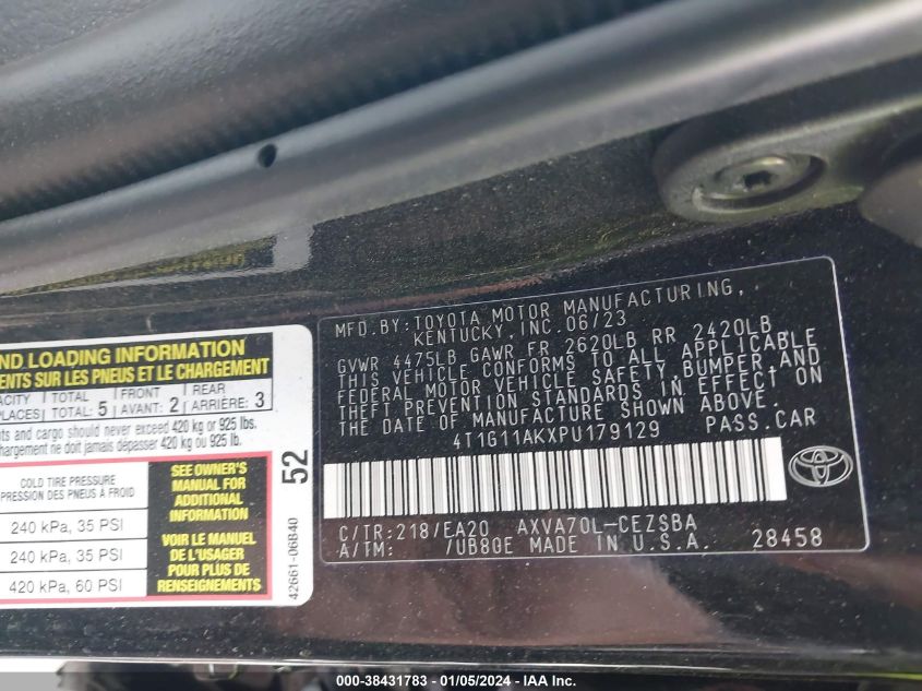 2023 TOYOTA CAMRY SE - 4T1G11AKXPU179129