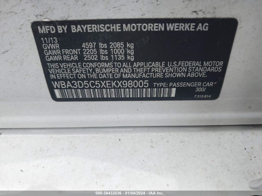 2014 BMW 328D XDRIVE WBA3D5C5XEKX98005