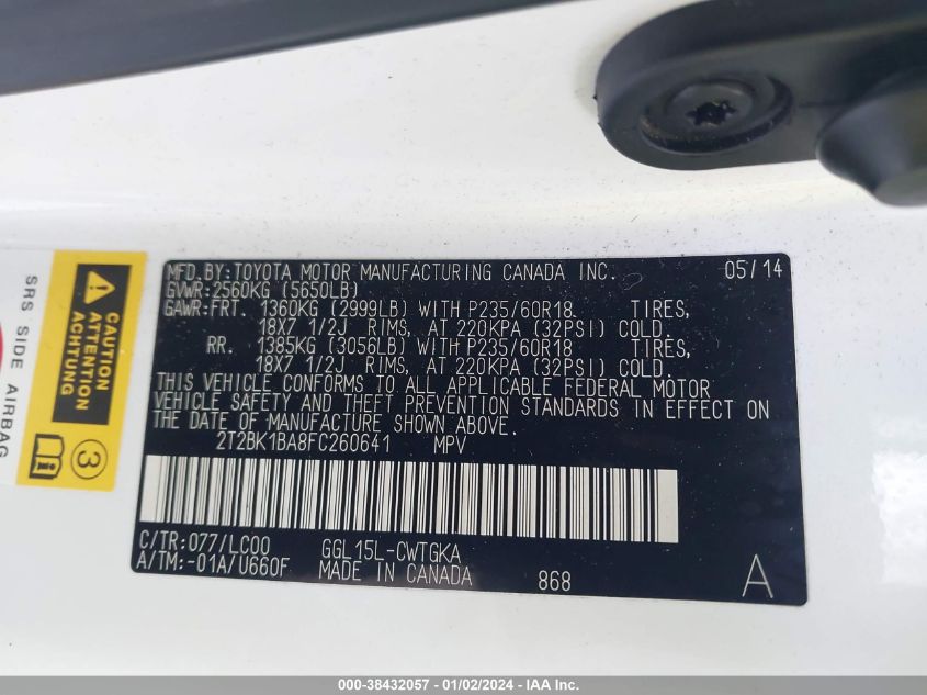 2015 LEXUS RX 350 - 2T2BK1BA8FC260641