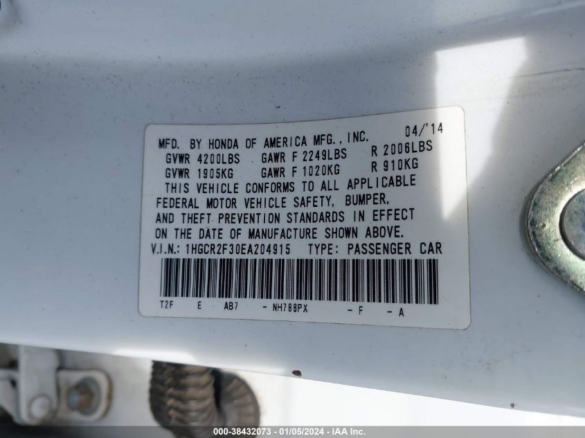 2014 HONDA ACCORD LX - 1HGCR2F30EA204915