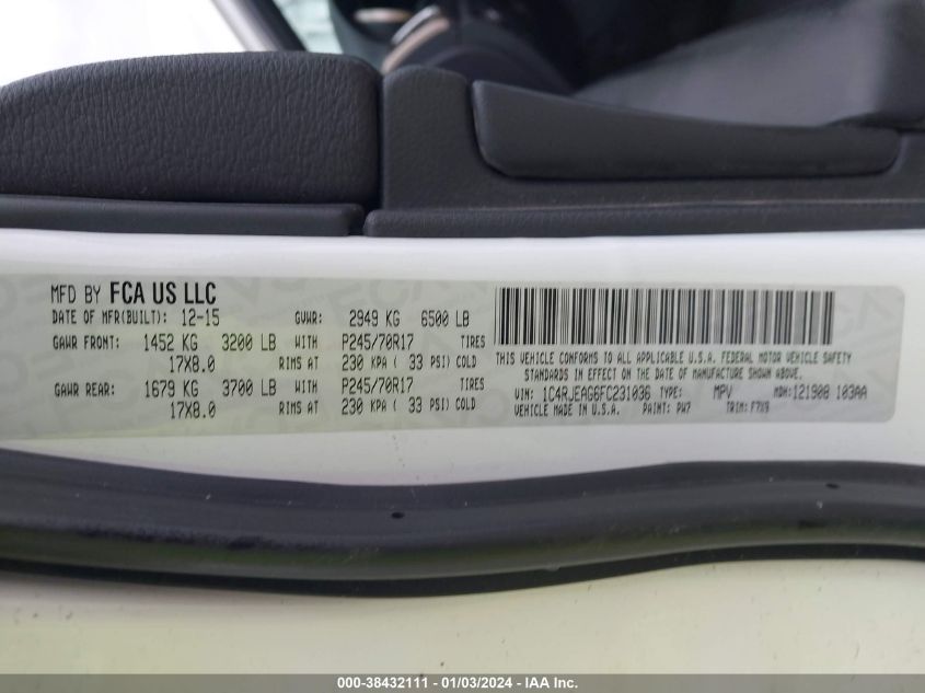 2015 JEEP GRAND CHEROKEE LAREDO - 1C4RJEAG6FC231036