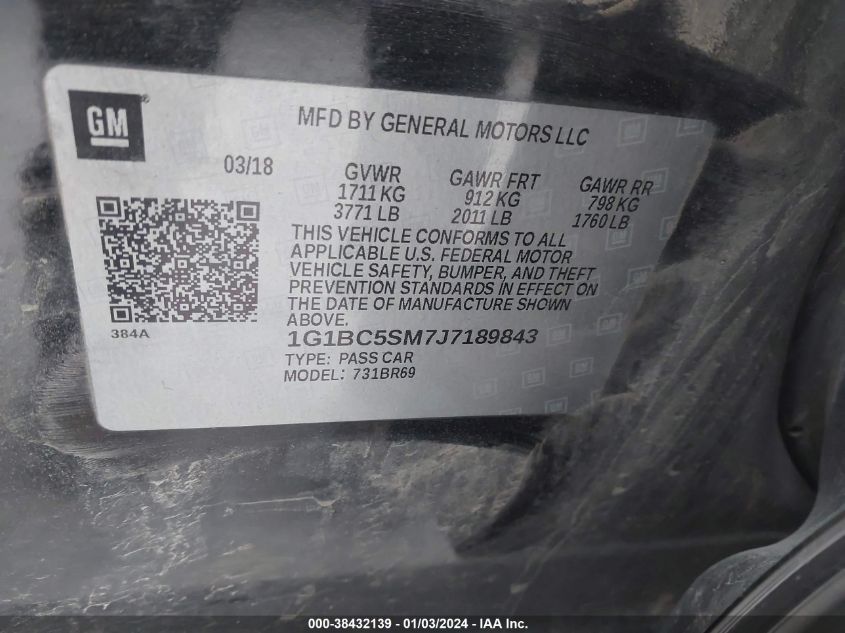 2018 CHEVROLET CRUZE LS - 1G1BC5SM7J7189843