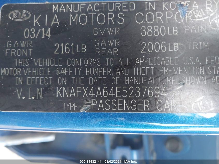 2014 KIA FORTE LX - KNAFX4A64E5237694