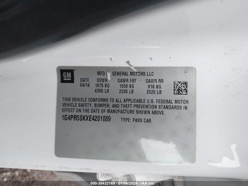 2014 BUICK VERANO CONVENIENCE GROUP - 1G4PR5SKXE4201089