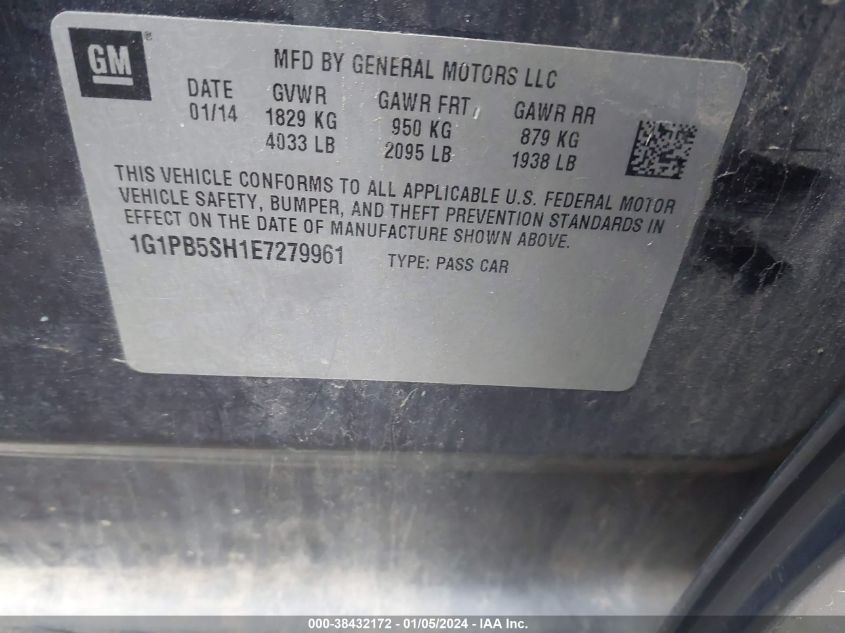 2014 CHEVROLET CRUZE LS - 11G1PB5SH1E727996