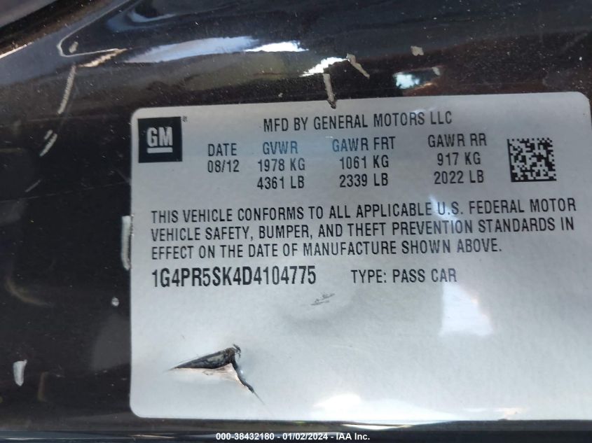2013 BUICK VERANO CONVENIENCE GROUP - 1G4PR5SK4D4104775