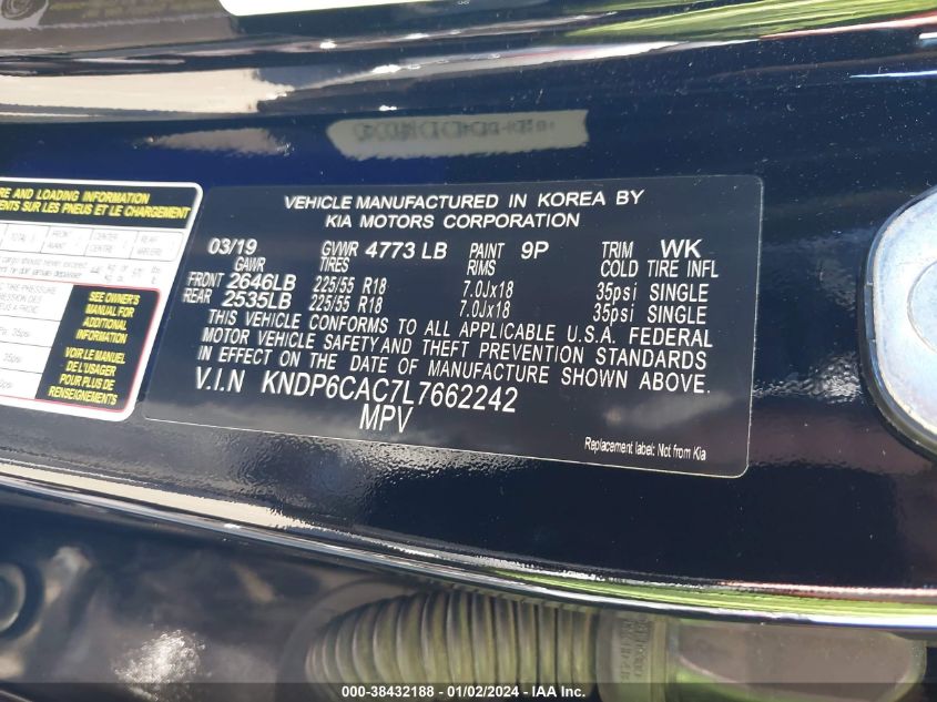 2020 KIA SPORTAGE S - KNDP6CAC7L7662242