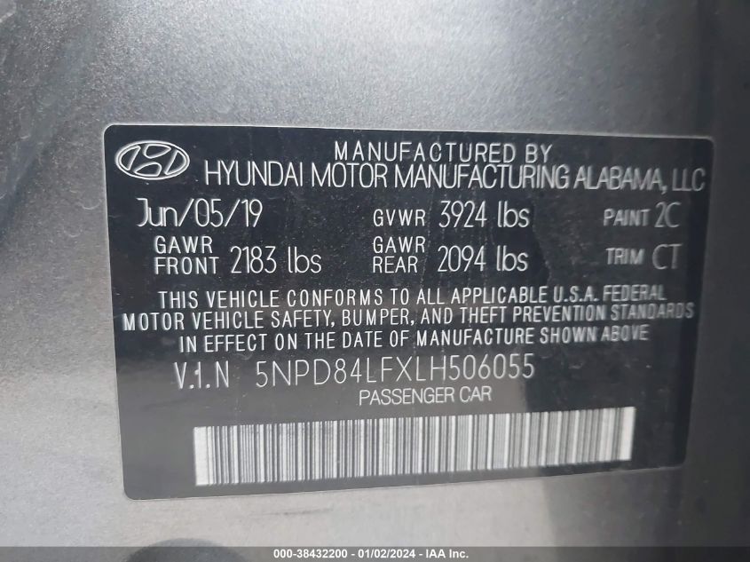2020 HYUNDAI ELANTRA SEL - 5NPD84LFXLH506055
