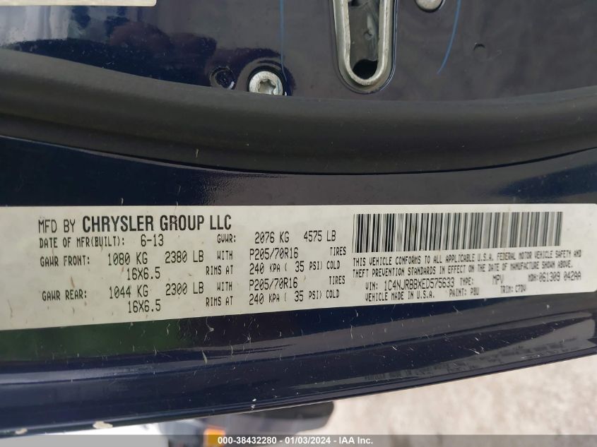 2014 JEEP PATRIOT SPORT - 1C4NJRBBXED575633