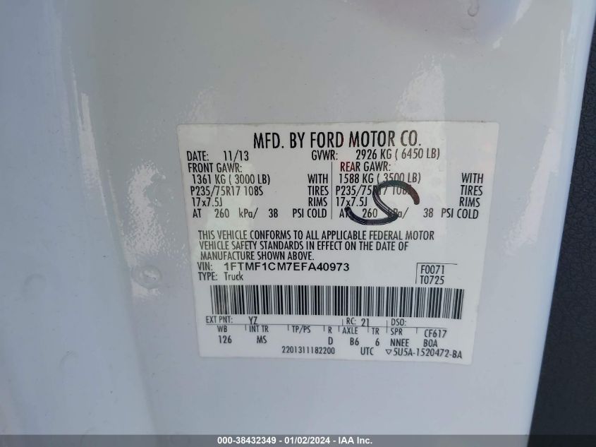 2014 FORD F-150 XLT - 1FTMF1CM7EFA40973