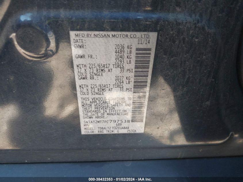 2015 NISSAN ROGUE SV - 5N1AT2MT7FC797538